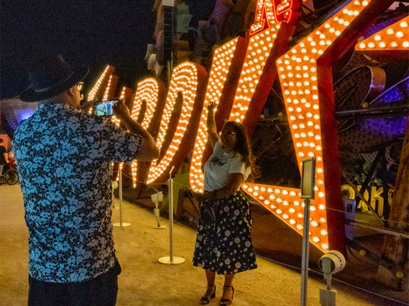 The Stardust sign illuminated