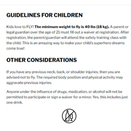Vegas Indoor Skydiving Weight Chart